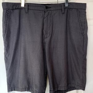 Hurley Men's Black and Gray Striped Shorts, size 36